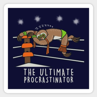 Ultimate Procrastinator Retro 80's Funny Cute Lazy Wrestler Sloth Sticker